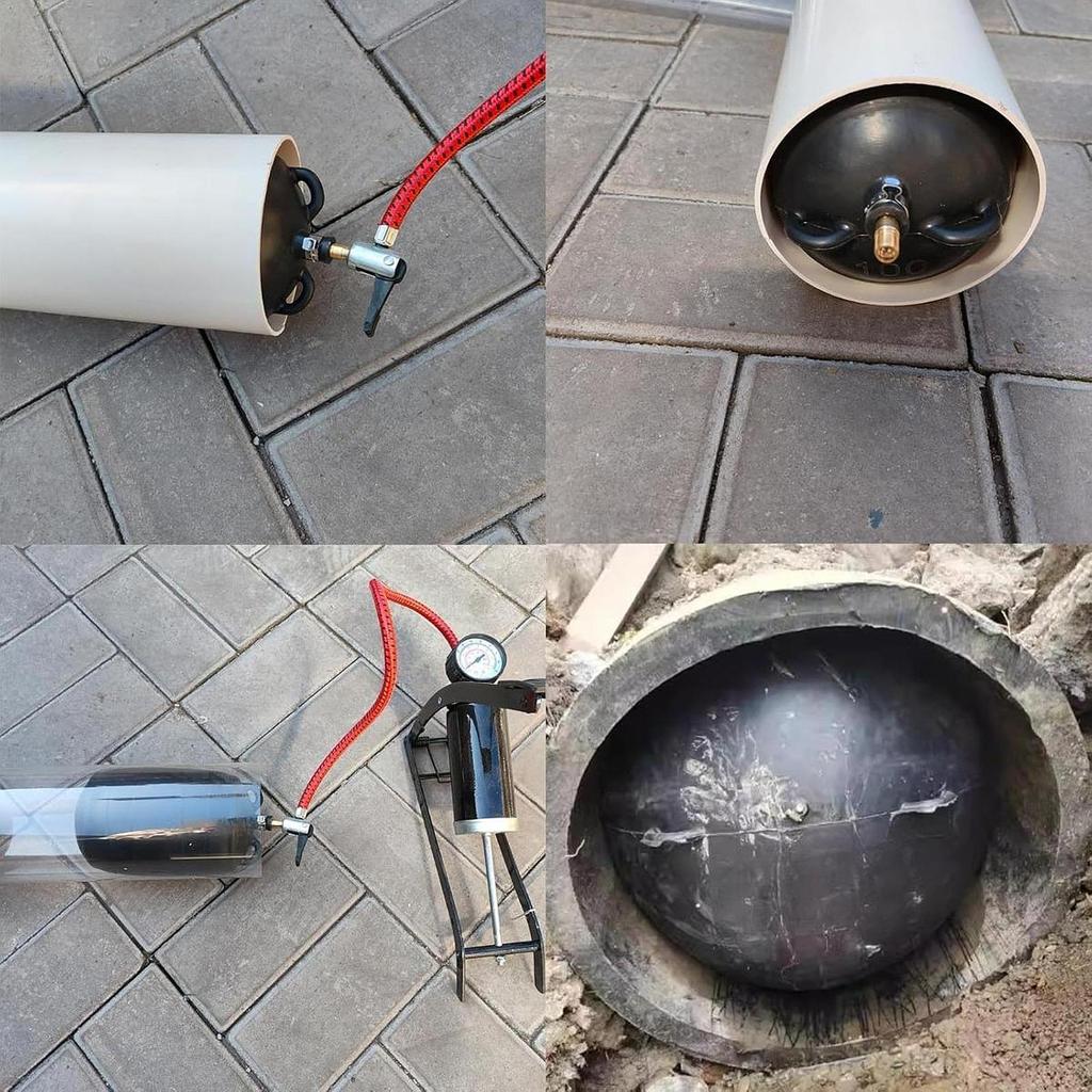 Fit 50 75 110 160 200mm Pipe Natural Rubber Drain Air Bag Inflatable Bung Stop Plug Block Sturdy Easy to Use Plumbing Test Plug