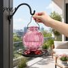 Glass Hummingbird Feeder Outdoor Feeder, Bird with Perch, Red Flower Backyard Feeding Ports, Hanging Nectar for Garden Yard Hummingbirds Balcony