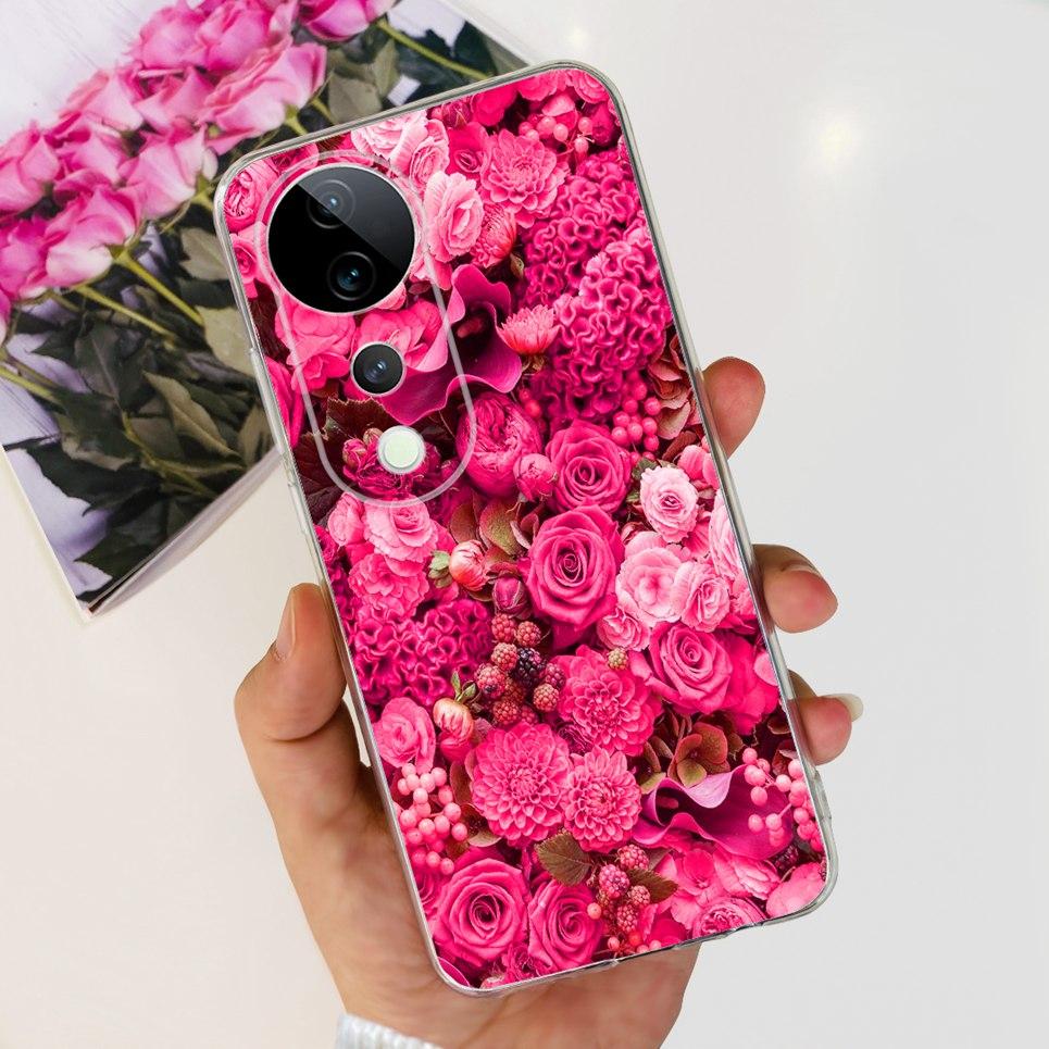 Flower Butterfly Women Fashion Back Cover For Vivo S19 Pro 5G V2362A Phone Funda Transparent Soft TPU Slim Silicone Bumper Etui