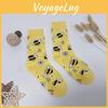 Cartoon Pair Bee Unisex 1 Chasing Sunflower Fashion Trend Mid Calf Socks Suit In All Seasons For Daily