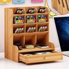 1pc A/B/C/D style Wooden Desk Organiser DIY pen container, Multiple grids Large Capacity Stationery Storage Pen Holder for Home,Office,School.