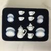 1:12 Miniature Ceramic Tea Set Gold Edge Collection Realistic Mini Teapot Cups And Saucers Micro Scene Decor for DIY Projects Collectors Kids