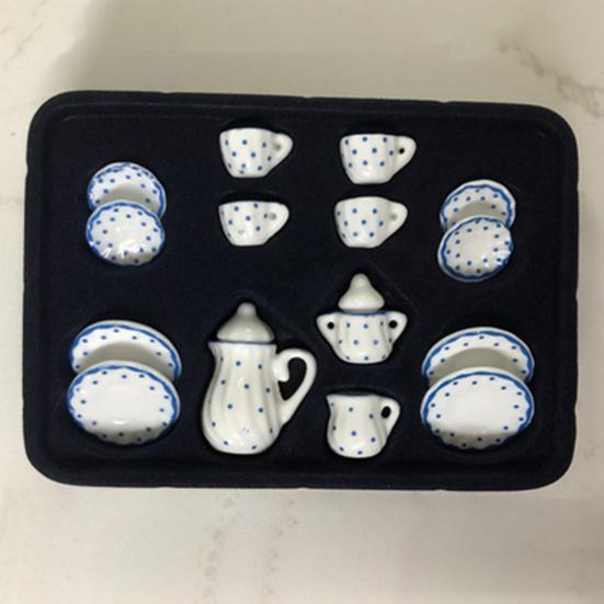 1:12 Miniature Ceramic Tea Set Gold Edge Collection Realistic Mini Teapot Cups And Saucers Micro Scene Decor for DIY Projects Collectors Kids