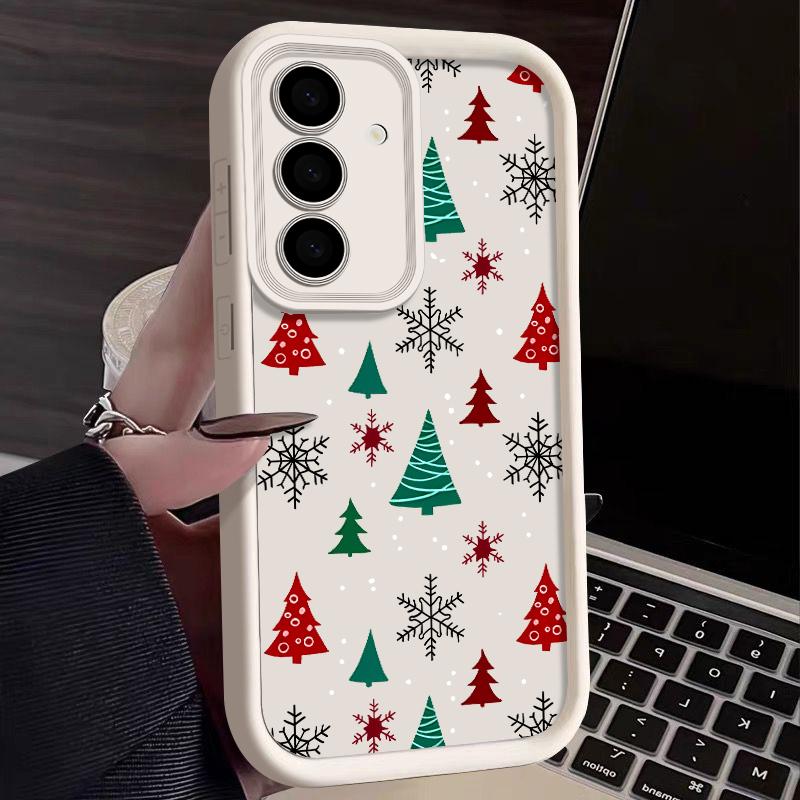 For Samsung Galaxy S25 Edge S24 Ultra S23 S22 Plus S21 FE A16 A26 A17 A35 A36 A54 A55 A56 5G Capa Christmas Tree Snowflake Case