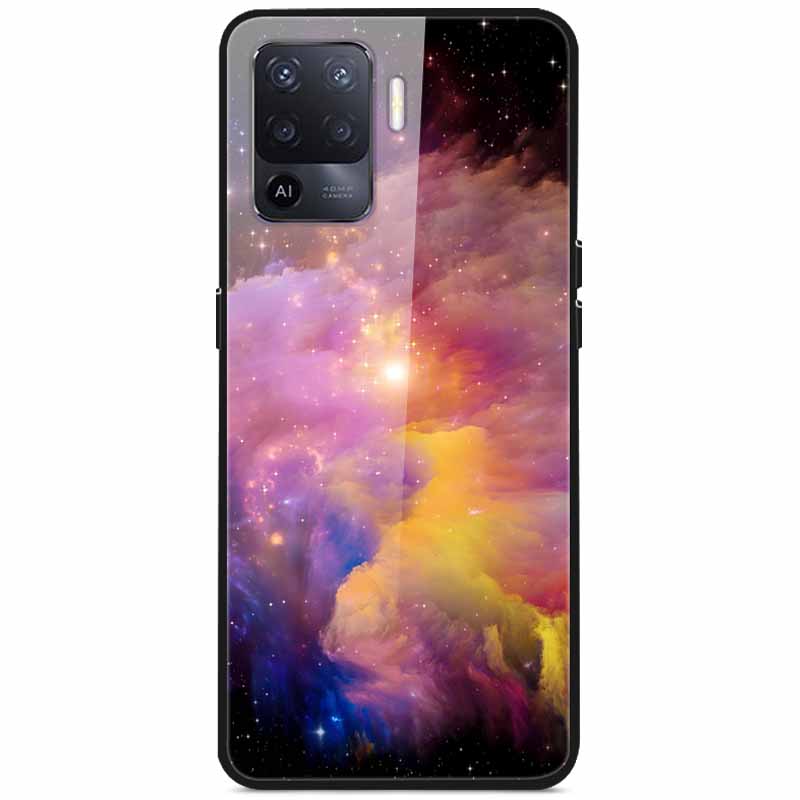 Tempered Glass Case For Oppo Reno5 Lite Hard Back Cover for Oppo Reno 5 Lite Luxury Painted Reno5Lite Funda 6.43'' Shockproof