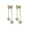 Schleifen-Herz-Quastenohrringe für Damen Elegante Zirkon-Tropfenohrringe Piercing-Accessoires Schmuck