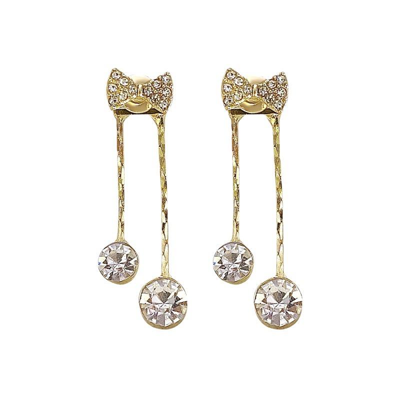 Schleifen-Herz-Quastenohrringe für Damen Elegante Zirkon-Tropfenohrringe Piercing-Accessoires Schmuck