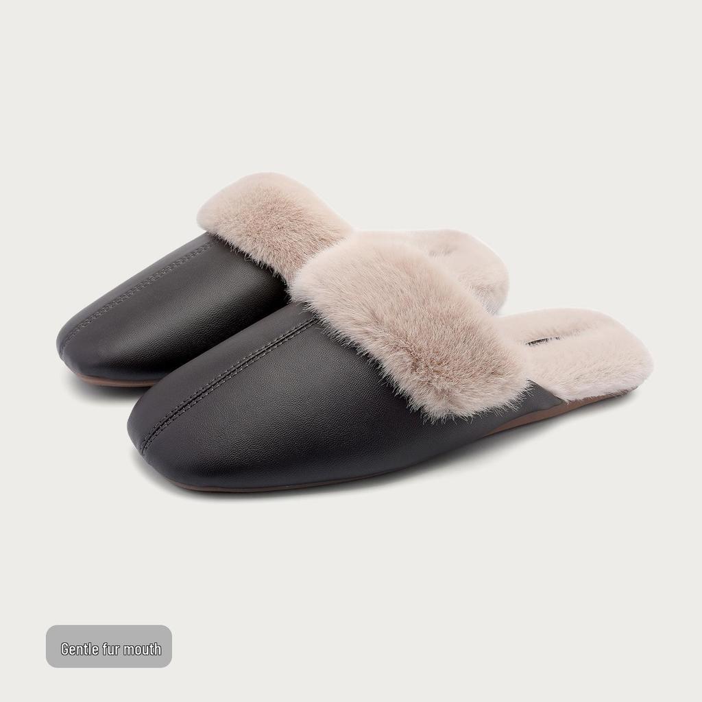 Damen Plüsch-Baumwollpantoffeln - Warm, Samtgefüttert, Rutschfest, Hautfreundlich für Zuhause