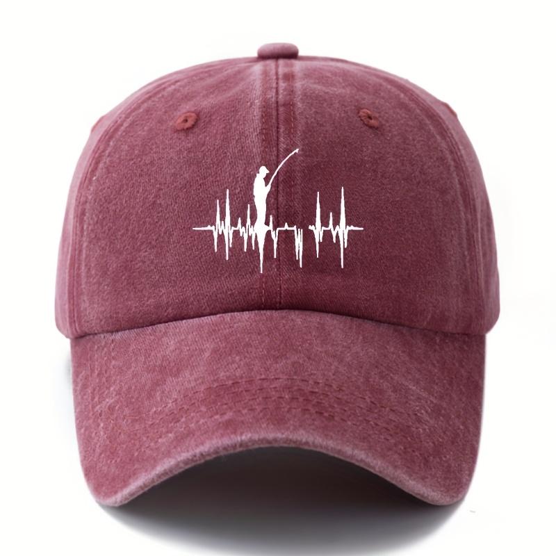 Printed fishing pattern curved eave outdoor sun protection lightweight duckbill cap casual baseball cap suitable for vacation