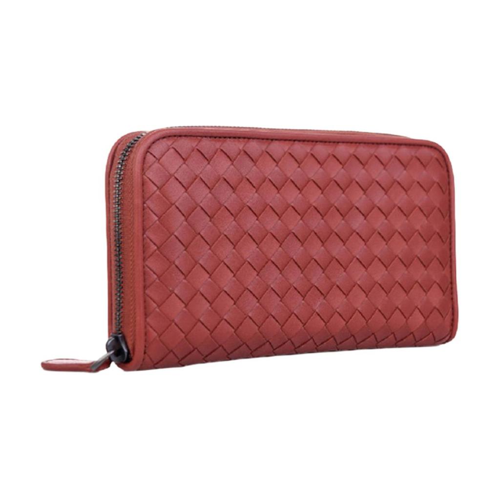Bottega Veneta Handwoven Lambskin Wallet Men wallet Brick-Red 114076-V001N-6329
