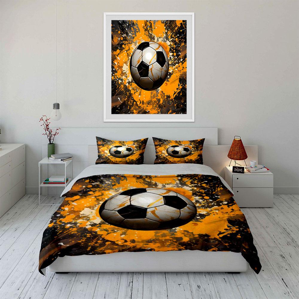 Soccer-Themed Sports Gear Set Multiple Sizes Kid'S And Adults' Bedroom Exquisite 3Pc Bedding Set, Gift