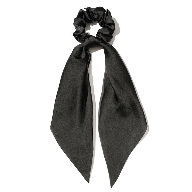 28cm Long Ribbon Satin Scrunchies Solid Color Fashion Bow Ponytail  Hair Ties Women Girls Elastic Hair Bands Headwear Accessory