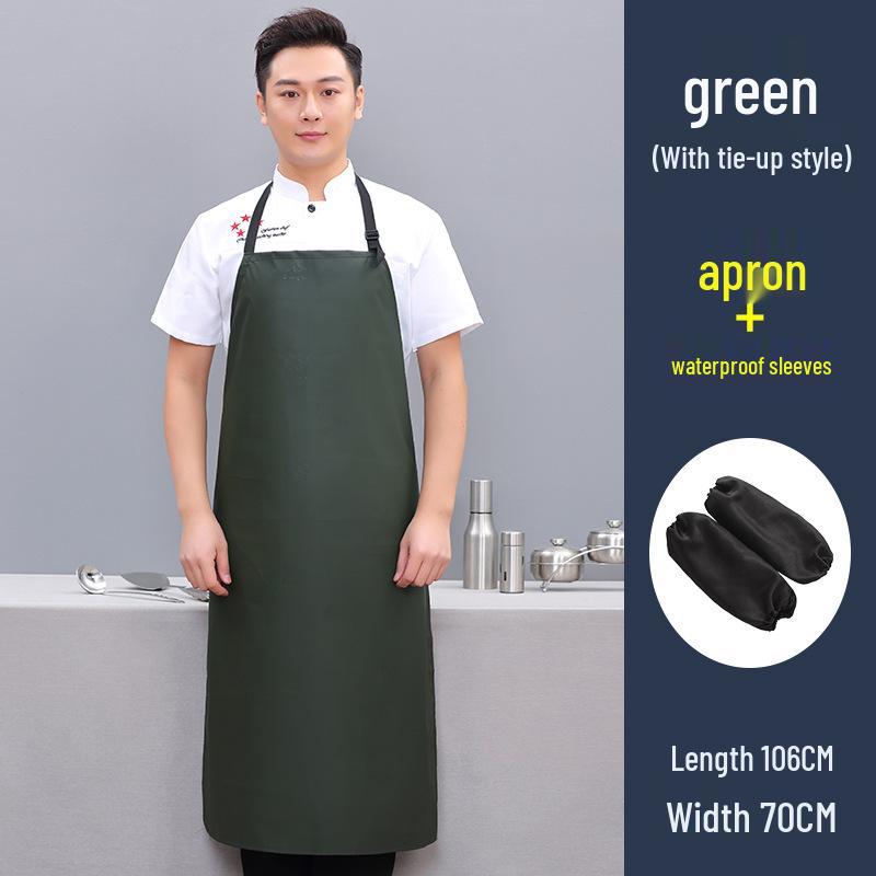 Waterproof Oil-Proof Soft Leather Apron for Kitchen, Dishwashing, Seafood Prep, and Catering - Unisex Long Style.
