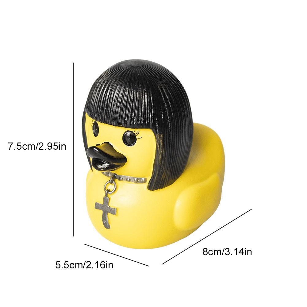 Resin Duck Statue Novelty Devil Duck Ornament Gothic Duck Sculpture Animal Figurine Duck Collectable Toys for Car Interior