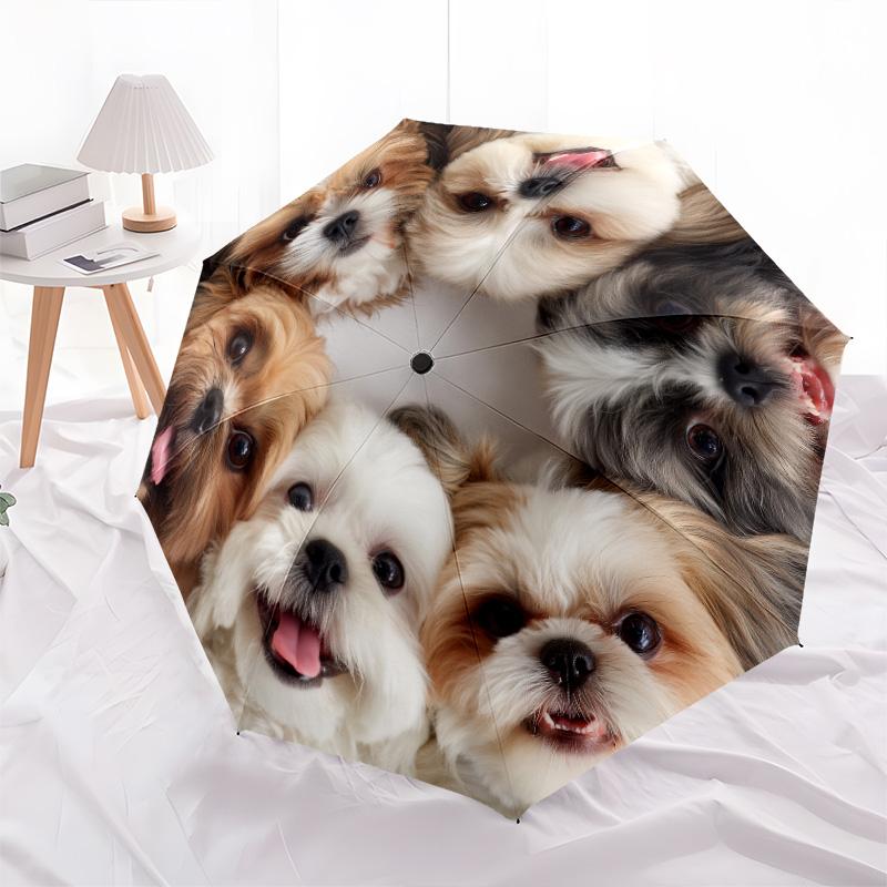 A Group of Dogs pattern, automatic folding umbrella, portable and foldable design, 8 ribs, a Christmas or birthday gift.