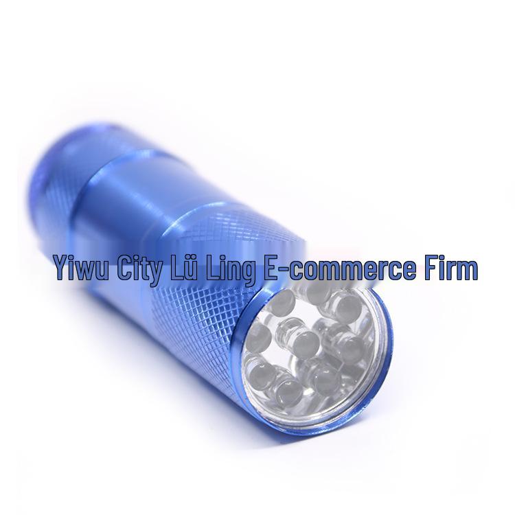 9-LED UV Flashlight & Glue Curing Detector - Portable Purple Light for Banknote Verification & Fluorescent Agent Detection