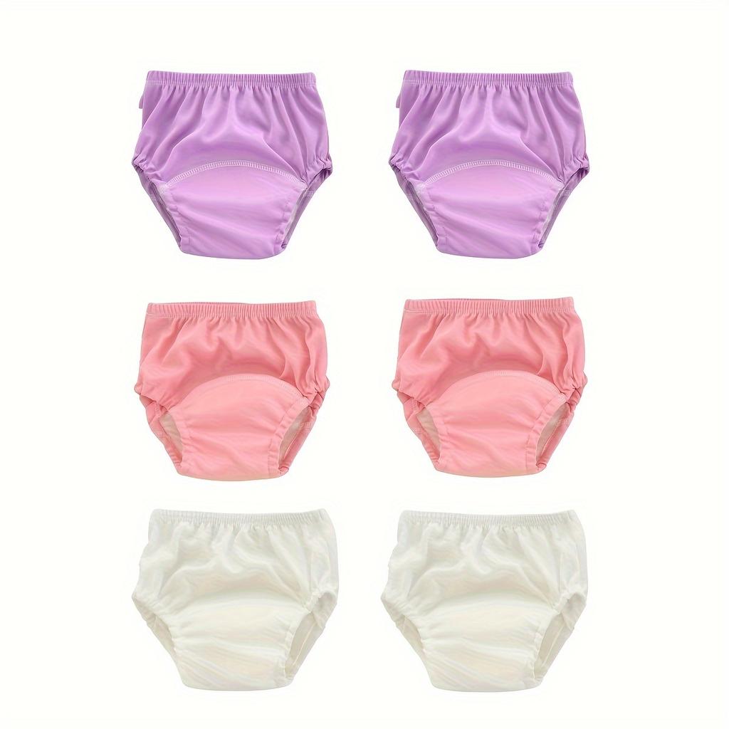 6pcs Plain Color Training Pants Washable Learning Pants Breathable Training Diapers Baby Diaper Cotton Cloth Learning Pants