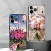 Elegant Peony F-Flower Phone Case For iPhone 17,16,15,14,13,12,11 Plus,Pro Max,XS,Soft Silicone Black Cover