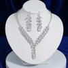 Trendy Zircon Earrings & Necklace Set: Wheat Ear White Tassel Jewelry with Elegant Collarbone Chain