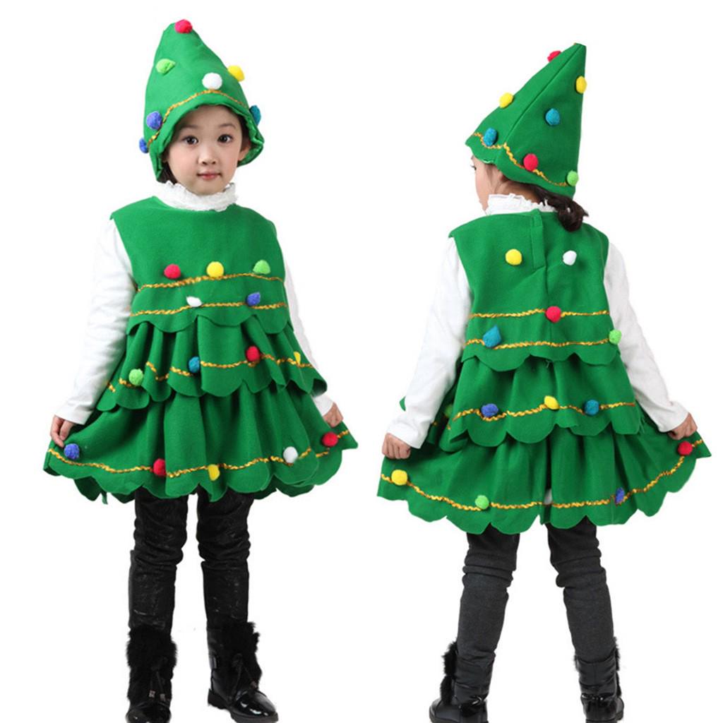 Buy FOLK Toddler Kids Baby Girls Christmas Tree Costume Dress Tops