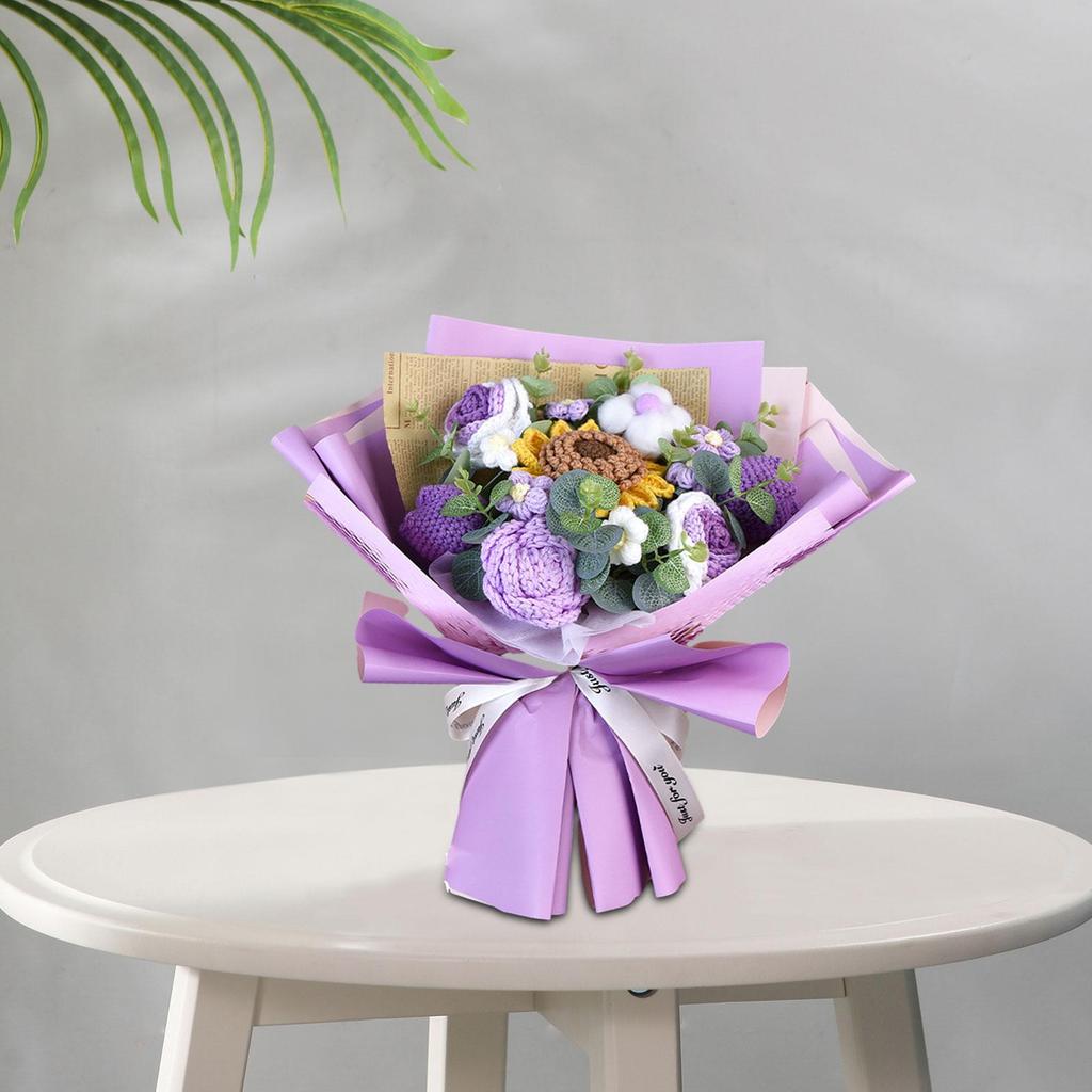 Artificial Sunflower Decorating Party Fake Flowers Crochet Flower Bouquet