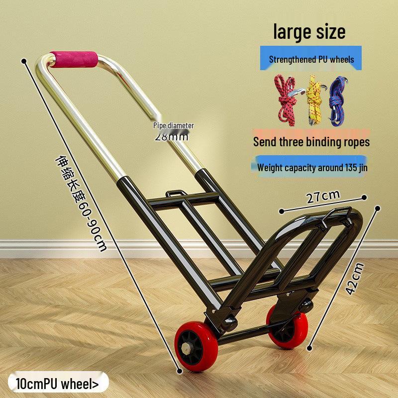 Carrinho de Mão Dobrável: Carrinho de Bagagem Portátil e com Suporte de Carga para Compras e Mercearia