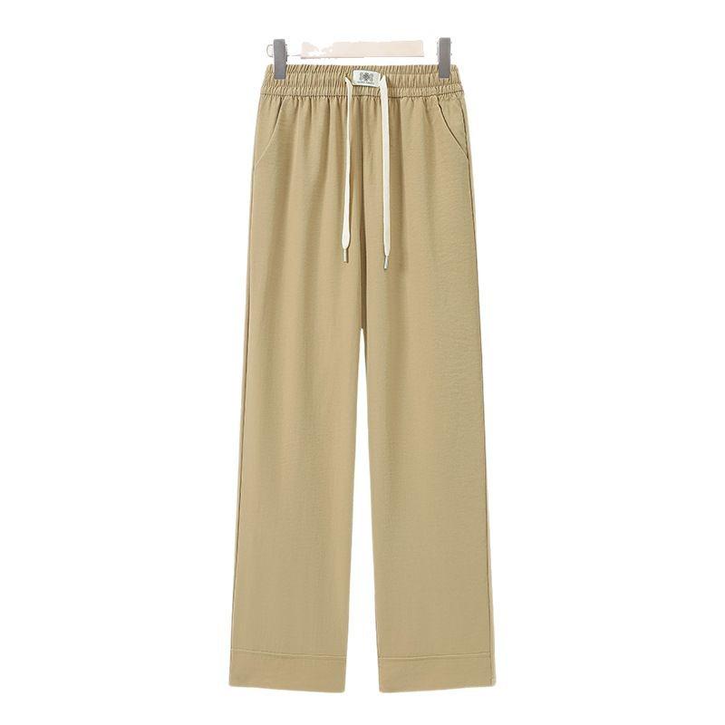 Dámské letní kalhoty s vysokým pasem a rovnými nohavicemi 2025 - Volné, tenké, ležérní pro mámy středního a staršího věku