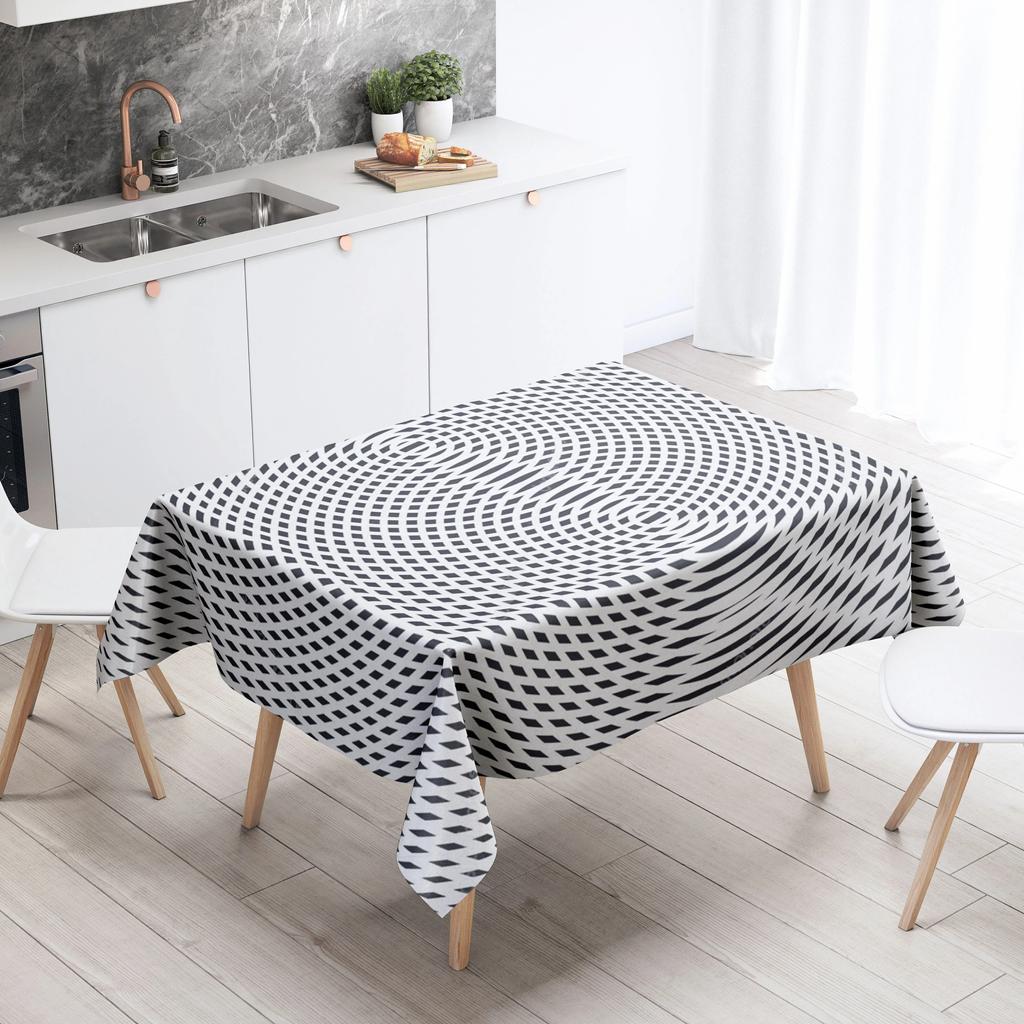 Abstract Ripple Tablecloth Home Decor Stain Resistant Waterproof Table Decoration Rectangular Kitchen Fireplace Tops