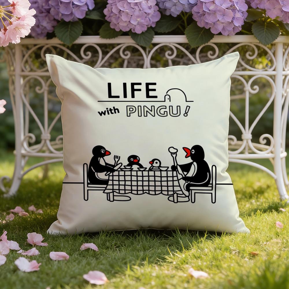 Cartoon Cute P-Pingu Cushion Cover Home & Car Dual-Scene Pillow Cover: Reversible for Premium Comfort