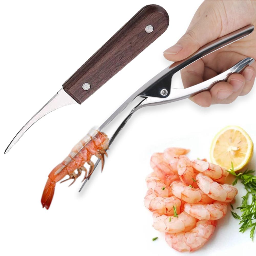 Steel Manual Cooking Prawn Peeler Lobster Shell Opener Shrimp Thread Knife Shrimp Deveiner Tool