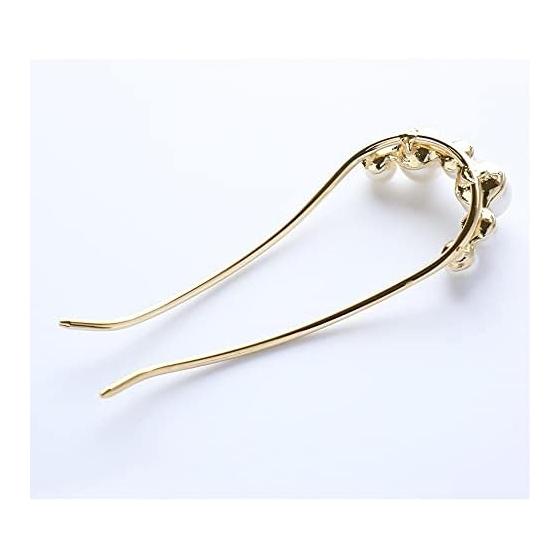 JewelVOX Hair Accessories for Women, U-shaped Hairpin Stick with 6-Row Pearls, Elegant Formal Style for Suits, Dresses, Kimonos, and Yukatas, Perfect