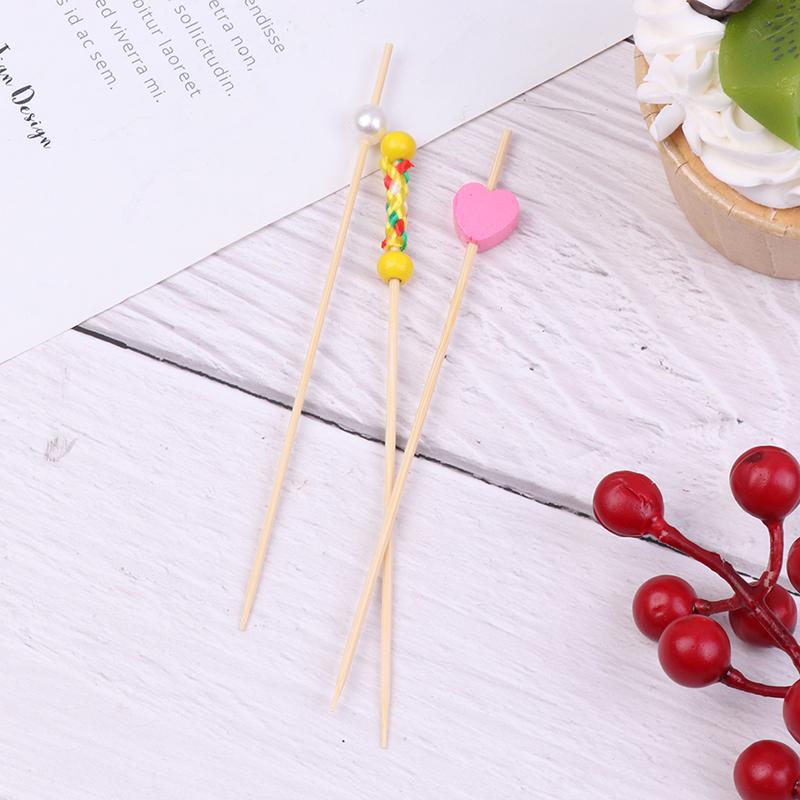 100 Stück 12 cm Herz Bambusspieß Buffet Cupcake Obstgabel Party Dessert Salatspieß Cocktailspieß für Hochzeitsdeko