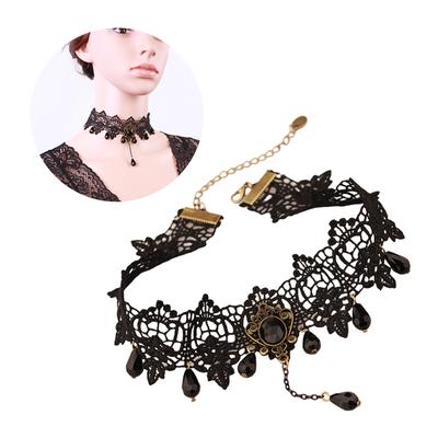 Dámský Vintage krajkový choker náhrdelník Límec na klíční kost Choker náhrdelník pro různé oblečení a speciální příležitosti