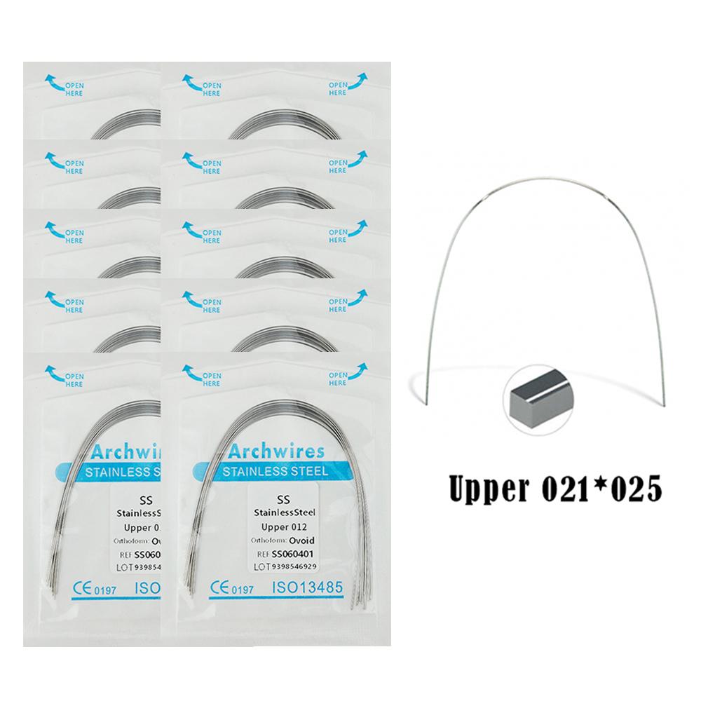 10 Packs=100Pcs Dental Orthodontic Arch Wires Stainless Steel Round Rectangular Type Natural Form Braces Wires For Teeth