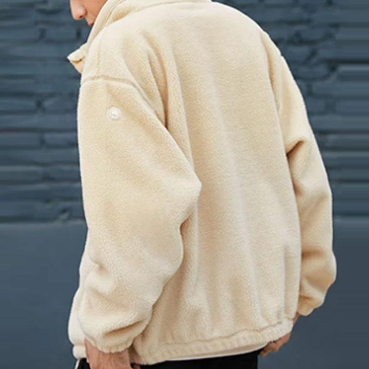 Li Ning Badfive Warm Lamb Fleece Loose Knit Stand Collar Fleece Jacket Unisex Outerwear AFDR729-1