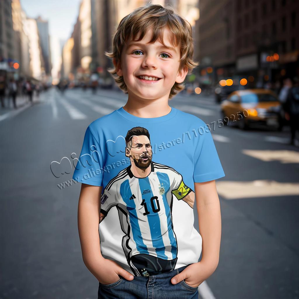 3D Print Messi Football for 2-14 Years Old Summer 2026 Kids Clothes Cool T-shirts for Children Stich Boys Children's Clothing