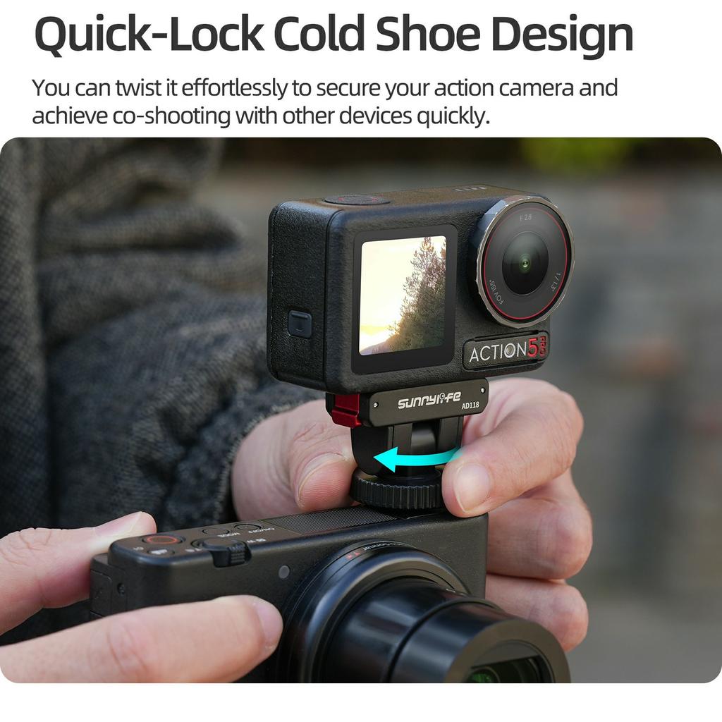 SUNNYLIFE AD118 Magnetic Quick Release Adapter for DJI Osmo 360 / Action 5 Pro / 4 / 3 / 2 Adjustable Camera Mount
