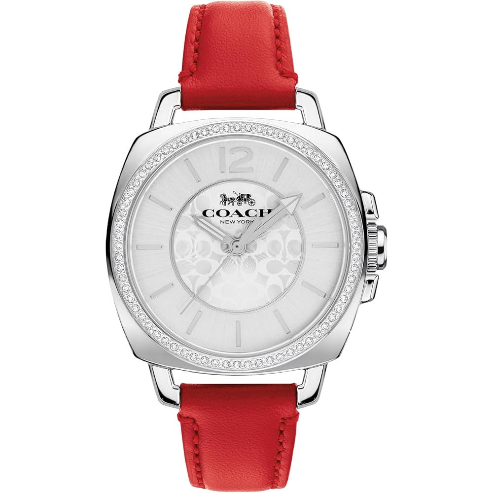 Coach Boyfriend Small Women s Watch Silver Dial Red Leather Strap 14503855