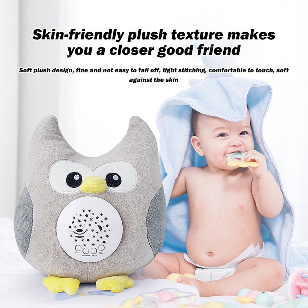 Kid Sleep Soother Pillow Newborn Sleep Aid Sound Machine Starry Projector Stuffed Animal Plush Toy Musical Soother Plush Cuddly