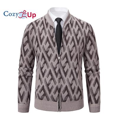 Men's Knitted Jacket Top Stand Collar Slim Fit Casual Business Coat