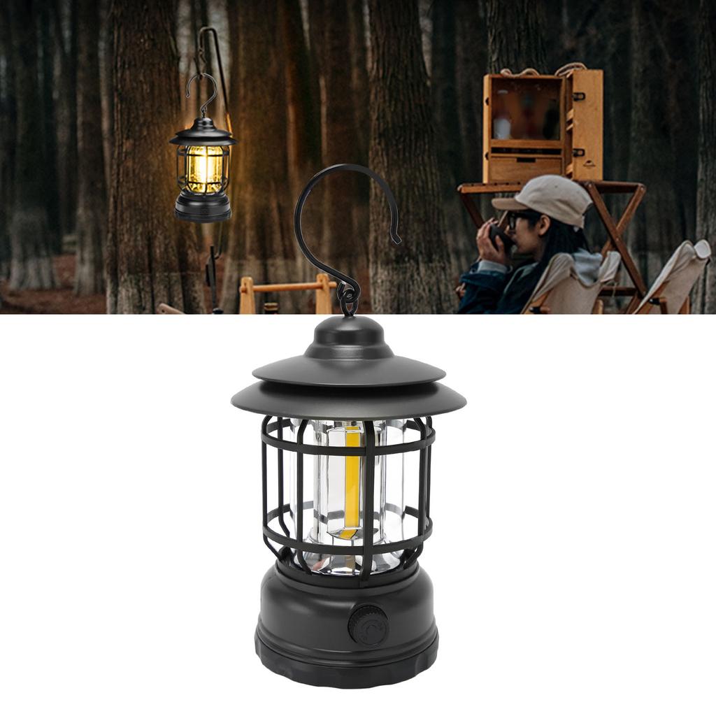 Vintage Camping Lantern IPX4 Waterproof Eye   USB Re Able Decorative Portable COB Tent Lamp with Hook