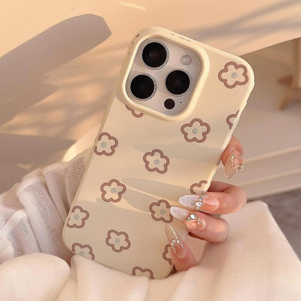 Květinový kryt na telefon s jemnými liniemi vhodný pro telefony Apple