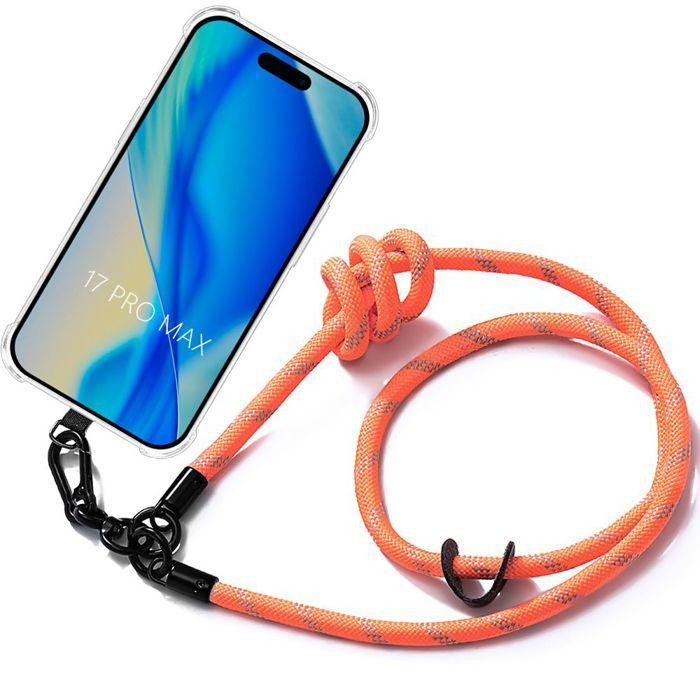 Coque avec Cordon - BOOLING - pour iPhone 17 Pro Max - Silicone - Bandoulière Robuste Orange