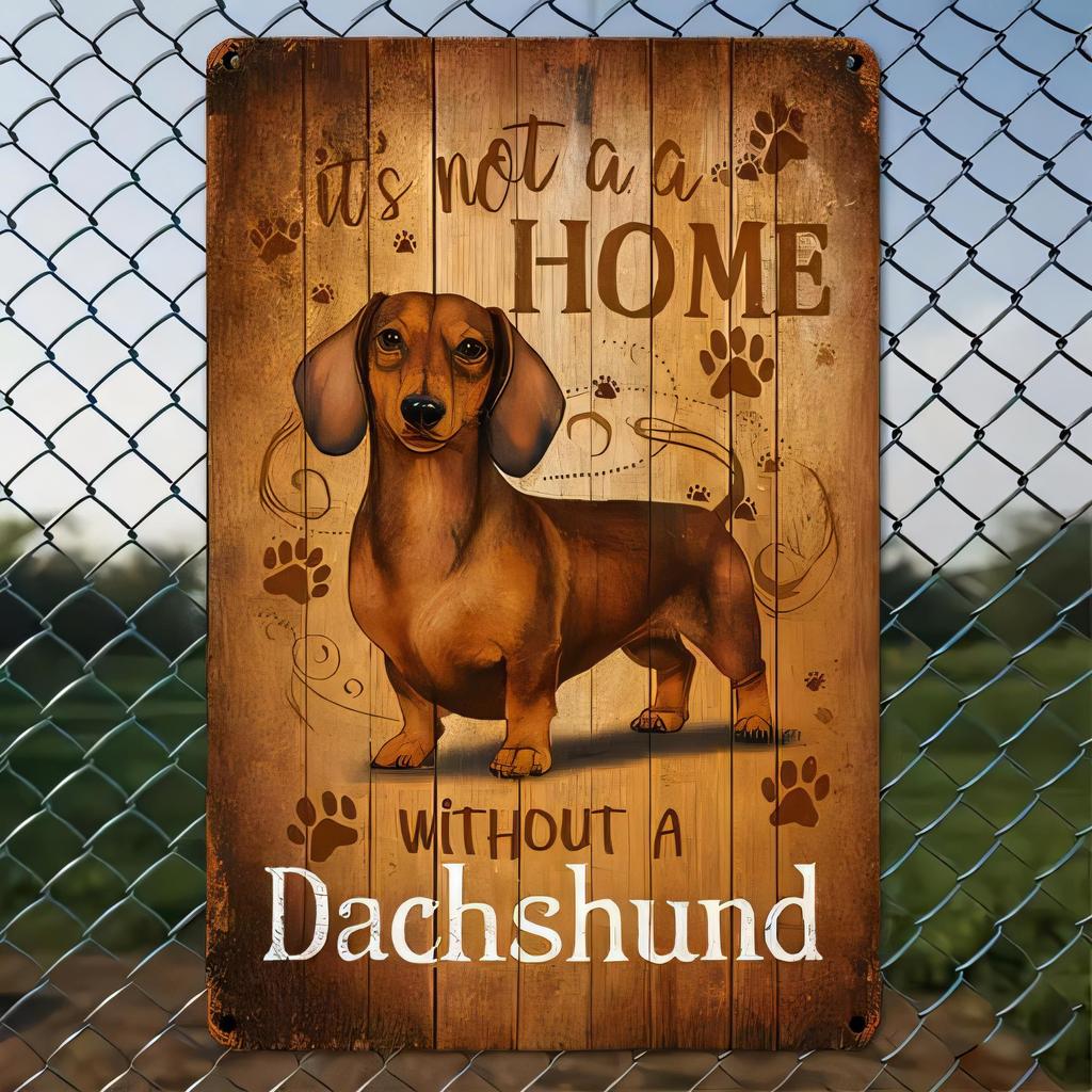 Tin Sign Its Not a Home Without a Dachshund Vintage Metal Dog Wall Art Decor Funny Rustic Plaque for Living Room Bedroom Kitche