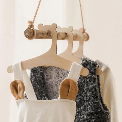 5-50pcs Baby Clothes Rack Wooden Children Clothing Hanger Cute Bear Hangers For Wardrobe Storage Tools Princess Room Decoration
