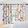2Pcs Floral Botanical Print Curtains Natural Flowers Farmhouse Drapes Living Room Bedroom Kitchen Decoration Blackout Curtains