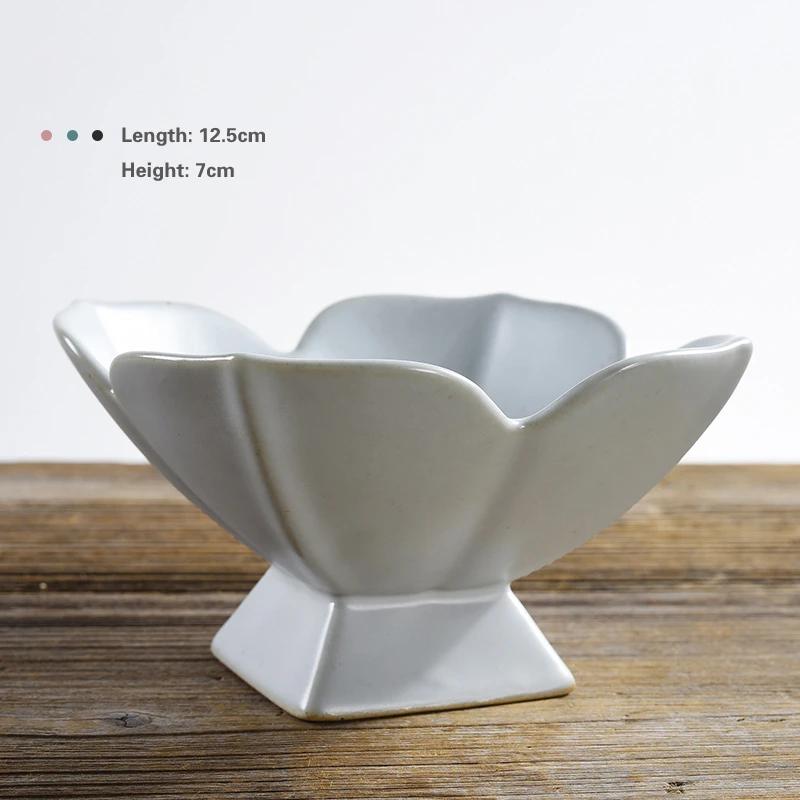 Living Room Household Snacks Tribute Plate Bowl Light Luxury Tea Table Blue and White Ceramic High Foot Tea Tray Fruit Plate