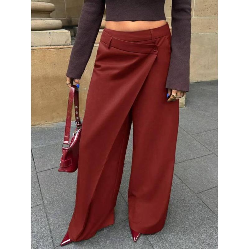Irregular Splicing Straight Wide-leg Pants Women's Autumn and Winter Drape Suit Pants Design Pants