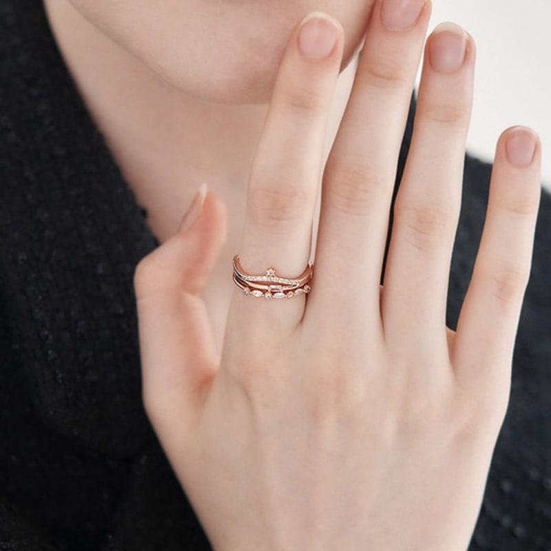 ELLE Jewelry 14K GP Daily Cubic Layered Ring ELBRWR143