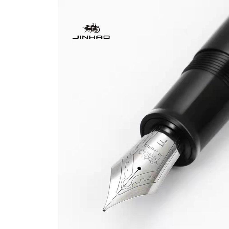 Jinhao X159 Gold Steel Fountain Pen with 40mm Iridium Nib, Straight Clip, and Giant Spiral Cap